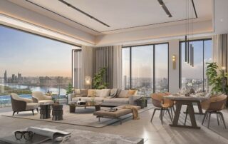 Từ penthouse The River Thu Thiem, cư dân có thể ngắm nhìn toàn cảnh ra sông Sài Gòn.