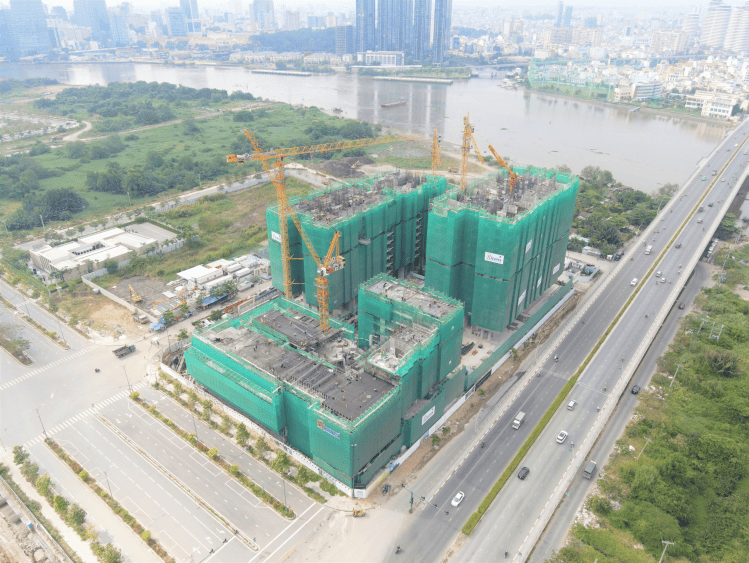 Ảnh chụp thực tế tiến độ thi công tại The River Thu Thiem, quận 2, TP HCM.