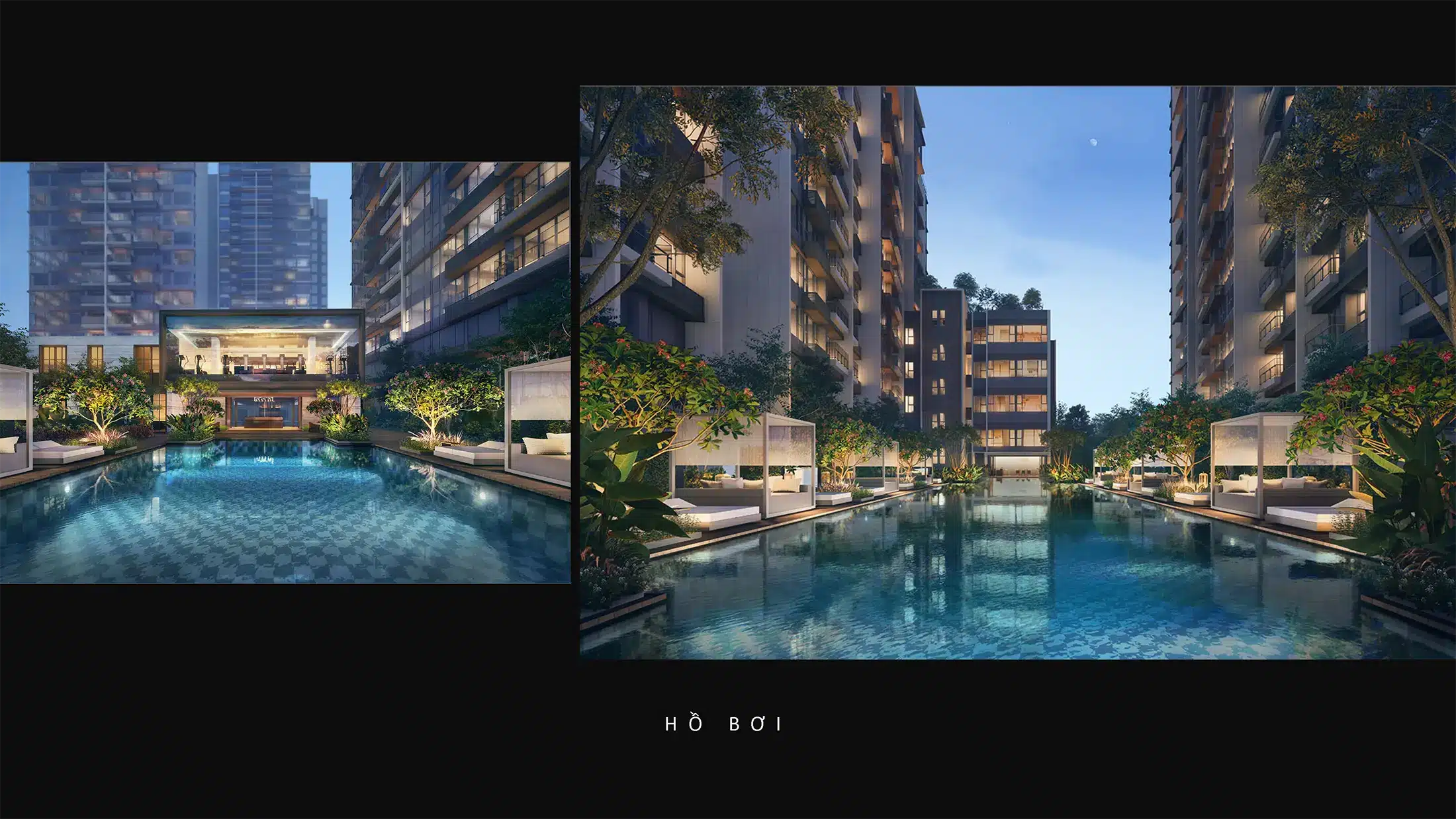 Tiện ích hồ bơi 50m đẳng cấp cùng khu vực ghế tắm nắng tại The River Quận 2