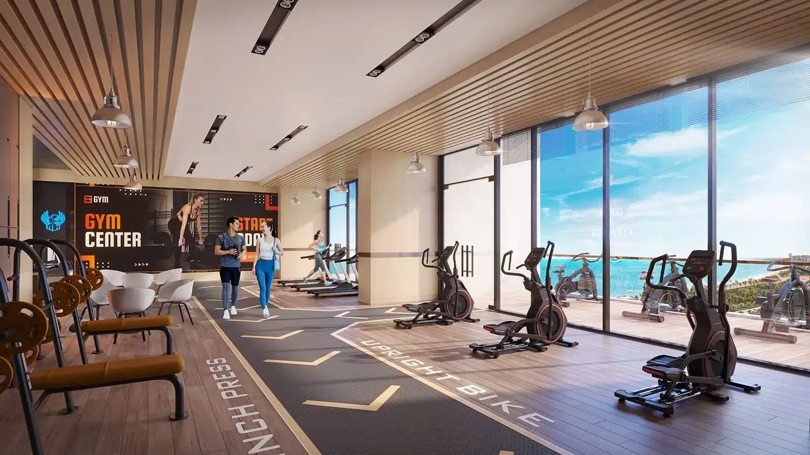 Trung tâm Gym hiện đại tại Sun Costa Residences Đà Nẵng với view biển tuyệt đẹp.