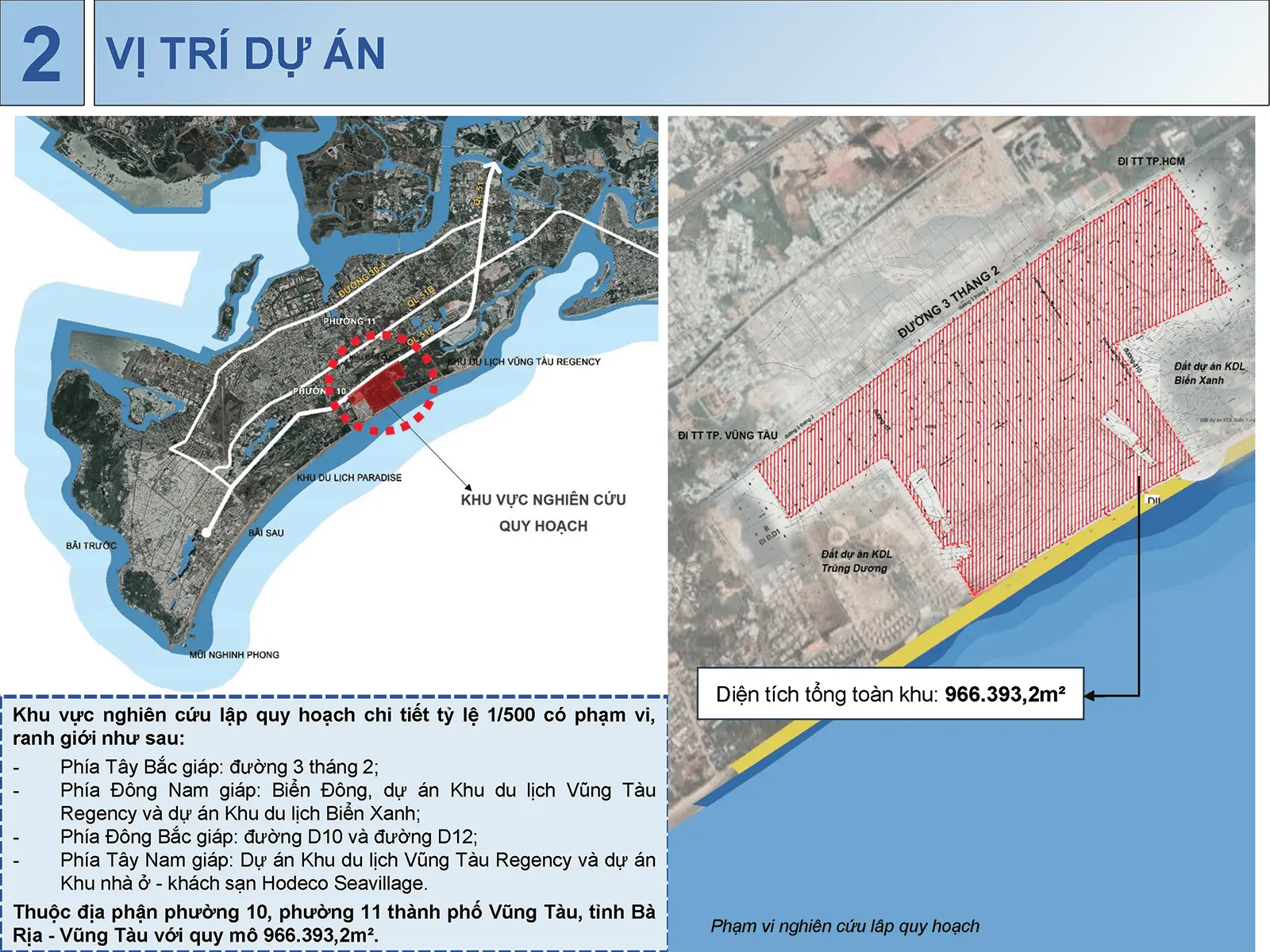 Vị trí dự án Sun Group Vũng Tàu, phạm vi nghiên cứu lập quy hoạch chi tiết với diện tích 966.393,2m².