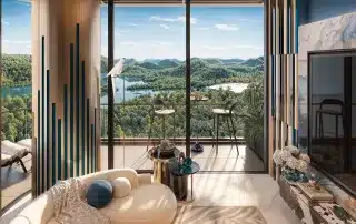 View từ căn hộ cao cấp tại dự án Xanh Island Cát Bà, để là nơi thư giãn và tận hưởng cảnh sắc thiên nhiên.